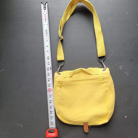 Vintage 1980s Bright Yellow Canvas Shoulder Bag - Picture 10 of 13